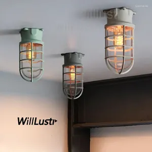 مصابيح السقف Willlustr Macaron Color Metal Lamp Vintage Lrocred Light Light Loft America Industry Lighting Dock Glass Glass