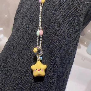 Pendant Necklaces Summer Cute Cartoon Yellow Star Necklace For Women Neck Jewelry Accessories Gift Charm Holiday Gifts Korean Y2k Girl