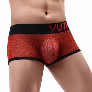 Cuecas sexy homens boxers ultra-fino sheer transparente roupa interior macio shorts baixo aumento respirável calcinha gay lingerie erótica