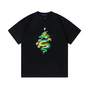 24SS春夏ヨーロッパパリドラゴンプリントスケートボードティーファッションメンズ半袖Tシャツ服カジュアルコットンデザイナーTシャツ1219