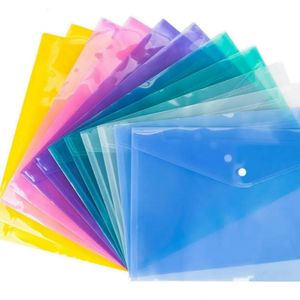 Składanie materiałów 12PCS A4 Clear Dokument Bag Paper Folder Folder School School Office Case Pp 6 Colours Produkty 231219