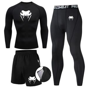 Männer Trainingsanzüge Männer Kompression Set MMA Lange oder Kurzarm T-shirt Enge Hosen Fitness Bodybuilding Kleidung Rashguard Sport Anzüge 231219