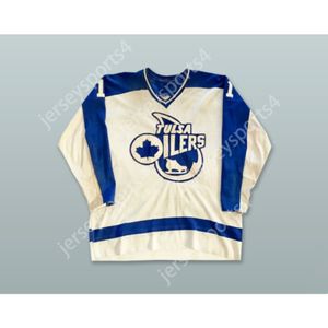 Anpassad Ron Low 1 Tulsa Oilers White Hockey Jersey New Top Stitched S-M-L-XL-XXL-3XL-4XL-5XL-6XL