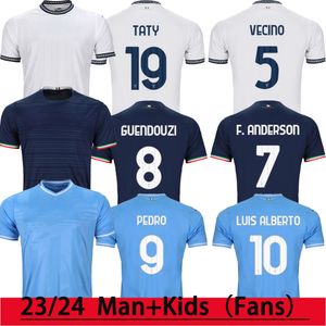 Mens Tracksuits Soccer Jersey Lazio 23 24 Män vuxna och barn Fotbollströjor hem och bort korta ärm Tshirt -fans och spelar tredje uniformer målvakt Jersey