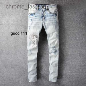 Calças pretas am amis imiri amiiri Casual Streetwear amari Slim Fit Jeans Homens Outono Masculino Carta amirl Trendy Dance Club Skinny amirlies s Toursers Koko 6 CRM4