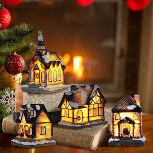 ديكورات عيد الميلاد Light House Village Village Decorts for Home Xmas Gifts Christmas Christmas New Year 2023 E Navidad Noel L230621
