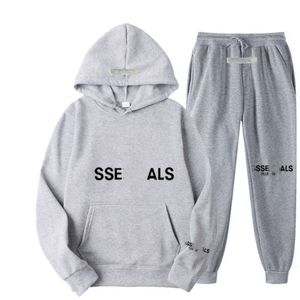 EssentialHooy Tracksuit 디자이너 남성 세트 패션 하이 스트리트 가슴 편지 인쇄 후 까마귀 캐주얼 스웨트 팬츠 2 피스 세트 남자 여자 스포츠 슈트