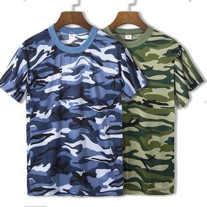 卸売サマーカレッジ学生軍事トレーニングカモフラージ半袖Tシャツの男性と女性屋外拡張丸い首のショートスリーブカモフラージ