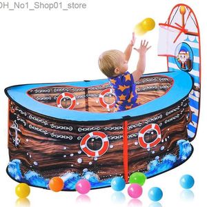 Toy Tents Large Pirate Ship Tent Children Game House Ocean Ball Pool Indoor Outdoor Camping Tent Garden Kids Boys Gift Basketball Shooting Q231220