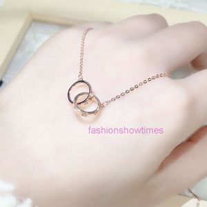 Designer-Schmuck, koreanische Roségold-Doppelring-Halskette, Damen-Paar-Geschenk, Brief, Liebesanhänger, Kette, Geschenk