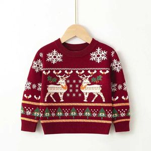 Pullover Christmas Sweatshirts pojkar tjej tröja stickad pullover bomullskläder hösten vinter barn slouchy mjuk ullkläder stickad Wearl231215