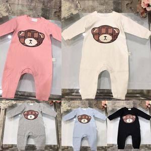 Baby Rompers Designer Boys Girls Jumpsuits Newborn Infant Kids Spring Autumn Clothes Letter Cute Bear Printed Cotton Children Clothing