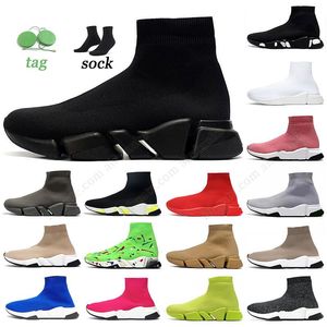 Slip-on Designer Socks Shoes Män kvinnor Platform Balencaigas Graffiti Speed ​​2.0 20 Trainer All Black Runner Sock Shoe Paris Vintage Beige Pink Sneakers Tops Ankel Boots