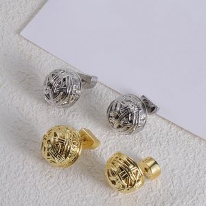 Plated Silver Luxury Brand Designers Letters Stud Geometric Famous Women Round Crystal Rhinestone Earring Wedding perty Jewerlry Circular Diamond 131041