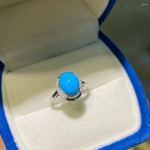 Cluster-Ringe JHY2024 G18K Massivgold 18K natürliche blaue Türkis-Edelsteine 7,9 9,9 mm Diamanten weiblich lässig sportlich