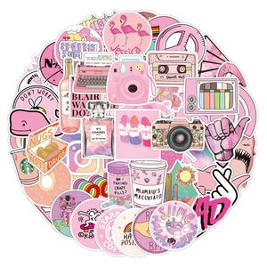 50pcs ins pink girl individual cute graffiti Waterproof PVC Stickers Pack For Fridge Car Suitcase Laptop Notebook Cup Phone Desk Bicycle Skateboard Case.