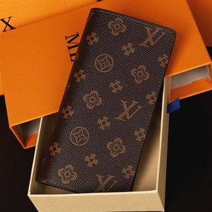 2022 Brazza Wallet Stylish Mens Jacket Long Wallet i brun vattentät rutig duk för att hålla byte Noter Kreditkort Good321f