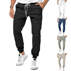 Calças masculinas Mens Casual Corredores Sweatpants Carga Solta Calças Esportivas Ativas Cor Sólida Outono Inverno Macacões Homens