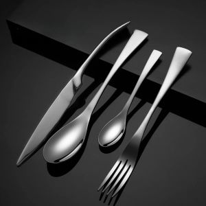 Thickened And Streamlined Stainless Steel Tableware Set Fork Spoon Knife Teaspoon Tableware For Wedding Party Family