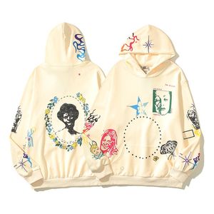 Vintage beautiful tide high street hand-painted graffiti classic characters ins style niche design graffiti pullover hooded sweatshirt