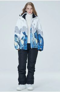 Tuta da sci antivento per uomo e donna Giacca da neve Pantaloni da snowboard caldi e spessi Set da sci impermeabile est inverno 231220