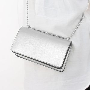 Evening Bag S Small Handbag Mirror Silver Party Purse Plånbok på kedja PU -läder Reflekterande Light Square Shine Bag Crossbody 231219