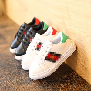 2024 New Brand Designer Kids Shoes White Red Black Dream Blue Single Strap Outsized Sneaker Rubber Sole Soft Calfskin Leather Lace Up Trainers Sports Footwear