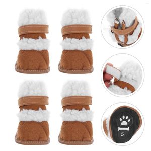 Abbigliamento per cani 2 paia di stivali invernali per animali domestici in lana di agnello, racchette da neve corte per cucciolo