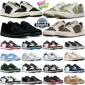 Sneakers di design di lusso Jumpman 1 Basket basso OG 1S Uomo Donna J1 Triple White Shadow designer University Blue UNC Nero Bred Toe Light Smoky Grey Scarpe da corsa