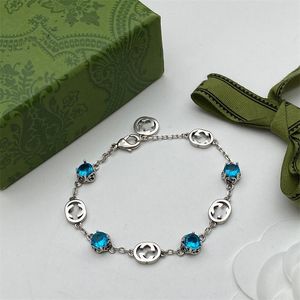 2023 Luxur Designer Sapphire Halsband Armband Elegant Fashion G Letters Womens Halsband örhängen utsökta designer smycken set tillbehör med varumärkesbox