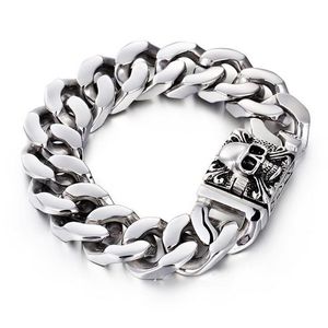 20 mm tung gotisk guldmäns cykelcykelkedja skelettskalle armband punk rock hiphop silver 316l rostfritt stål kubansk cur282k