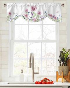 Curtain Summer Plants Flowers Butterflies Window Living Room Kitchen Cabinet Tie-up Valance Rod Pocket