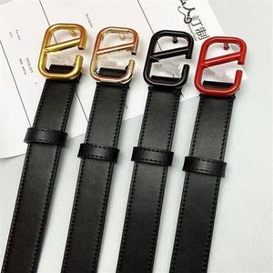 Fashion Smooth Buckle Belt Retro Design Thin Waist Belts for Men Womens Width 3 8CM Genuine Cowhide 3 Color Optional253H