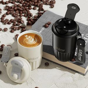 Lampade da tavolo Una doppia bevanda Fodera in ceramica Luce di lusso Tazza isolante per ufficio Mini caffè americano ghiacciato 410 ml Acqua