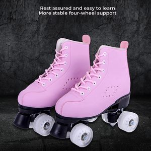 wholesale of new black and white double row ice skates by manufacturers, adult roller skates, four wheel skating flash