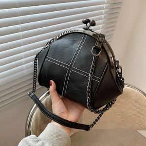 Evening Bags Vintage Fashion Crossbody Bags For Women Pure Color Large Capacity PU Leather Shell Purses And Handbags Luxury Designer Bag 231219