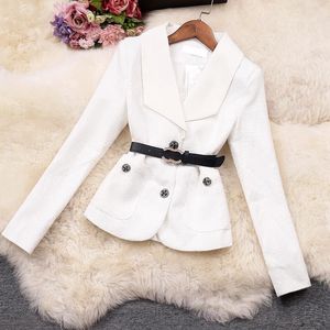 Designer feminino Terno Autumn New Suit Collar Combation Color Slimming Slimming Business Negociação Tweed Casas curtas S para L