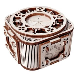 3D -pussel Spring Music Box Assembling Building Constructor Blocks for Adults Toys DIY Wood Mechanism Models City of Sky 231219