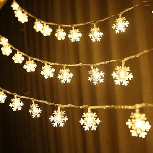 クリスマスの装飾2024 6m LED Snowflake String Lights Battery Snow Snow Fairy Garland Decoration for Tree Year Ornamention