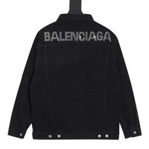 Herrenjacke Balenciigss Mantel Hohe Version Herbstwinter Neue trendige Marke Full Sky Star Hot Diamond Letters Washed Denim für Männer und Frauen