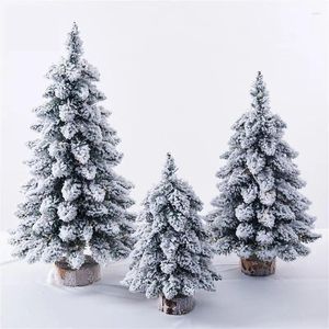 Decorações de Natal Árvore Mini Decoração de Férias Fontes de Festa Festiva Branco Flocado Janela Artesanato W