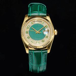 Women's fully automatic mechanical watch comfortable cowhide strap 36mm diameter hand set diamond technology Christmas gi288l