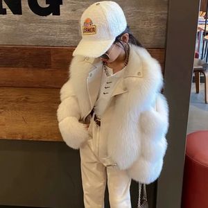 Girls Fur Coat Jacket Cottonoutwear Overcoat 2023 Elegant Warm Thicken Plus Velvet Winter Autumn Teenager Fuzzy Children S koagel 231220