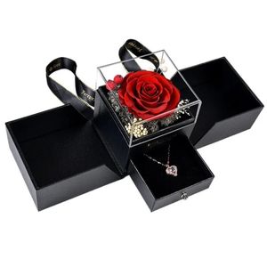 Smyckeslådor bevarade Rose med presentförpackning Eternal Rose Box -gåvor till sin mamma Mormor fru Dotter kvinnor Xmas valentinsdag födelsedag 231219