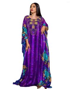 Ethnic Clothing African Dresses For Women Spring Summer 3/4 Sleeve Sequined Printing Long Dress Dashiki Muslim Abaya Clothes