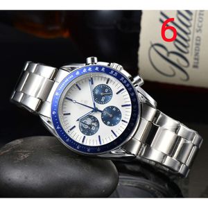 OmegWatch Luxury Designer Omegwatches Quartz WatchSteel Band Six Needle Fashion Trend Minimalist Watch Men's Multifunctional
