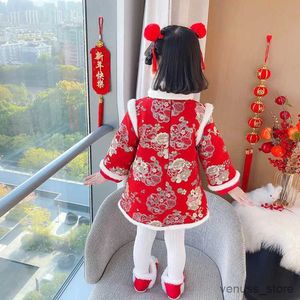 Mädchenkleider Baby Mädchen Qipao Kleid Vestidos Neue Winter Kinder Kleidung Stickerei Baumwoll-Pad Neujahr tragen Kleidung Kleinkind Mädchen Kleider