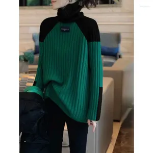 Женские плащи, свитер большого размера, женские осенне-зимние зеленые круглые воротники с длинными рукавами, корейские модные блузки 622
