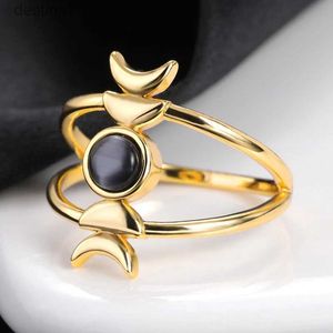 Anello solitario Anello Eclipse Donna Pietra di luna Anello di fidanzamento nuziale aperto Anello dito Vintage Zircone Pietra Regalo di nozze per donna Uomo AccessoriL231220