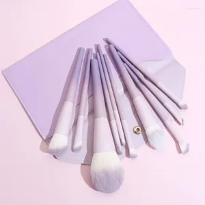 Pincéis de maquiagem padrão 10 Star Daizi Gradient Purple Brush Set com alto valor de beleza iniciante macio